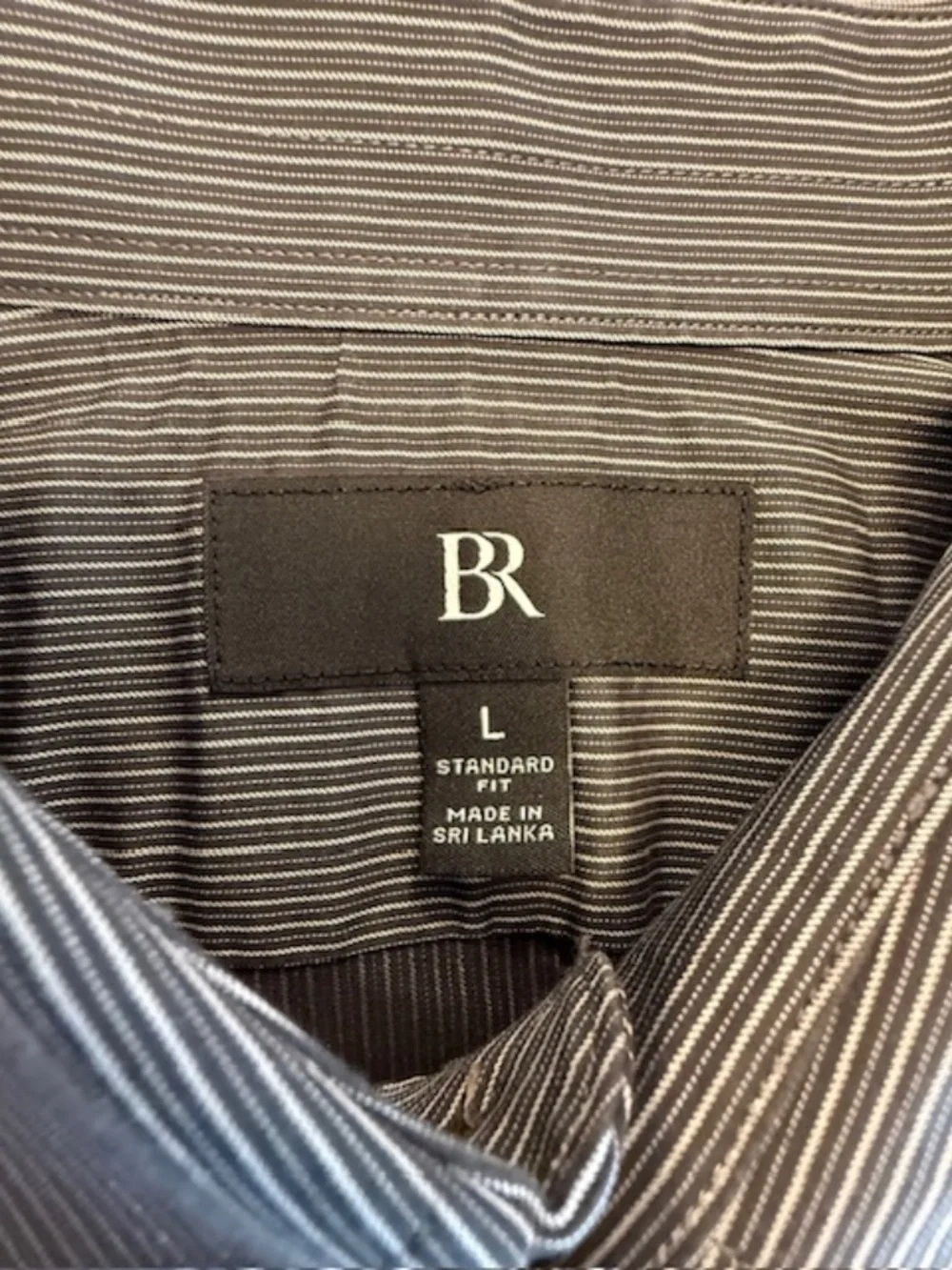 Banana Republic Men Large Standard Fit Cotton Dark Gray & White Check Shirt EUC